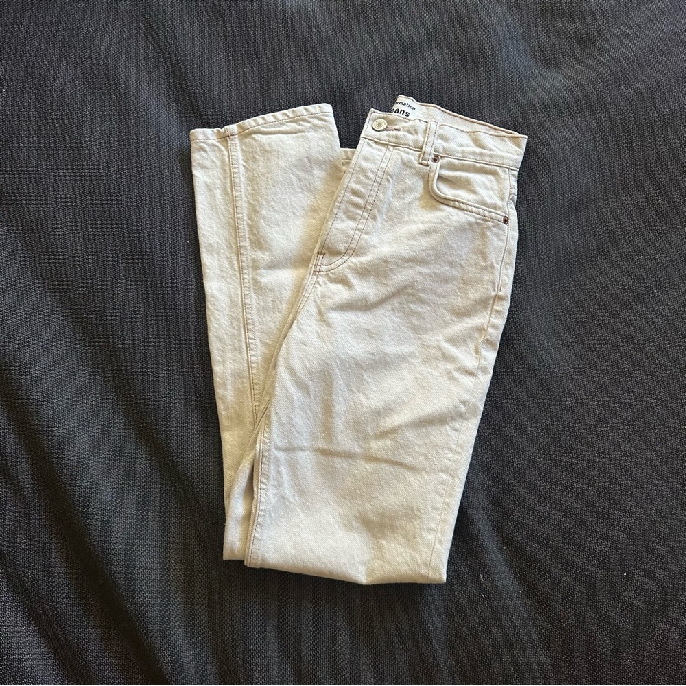 Reformation Cynthia High Rise Straight Jeans in Bone